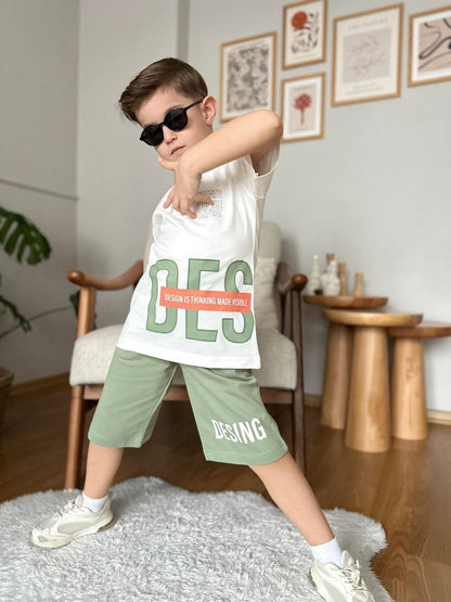 Çocuk Design Yazlık Tişört & Şort Alt Üst Takım