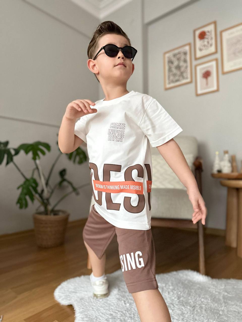Çocuk Design Yazlık Tişört & Şort Alt Üst Takım
