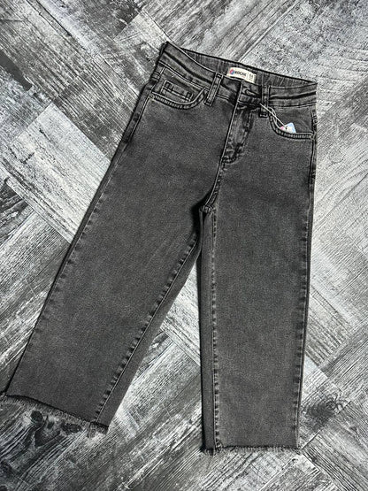 Kız Çocuk Ham Paça Wide Leg Jean - Antrasit