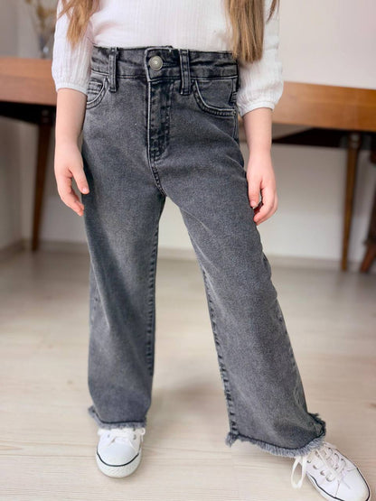 Kız Çocuk Ham Paça Wide Leg Jean - Ön Görünüm