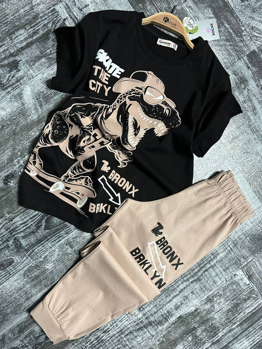 Erkek Çocuk Pijama Takımı – Bronx Dinozor Baskılı Alt Üst Takım