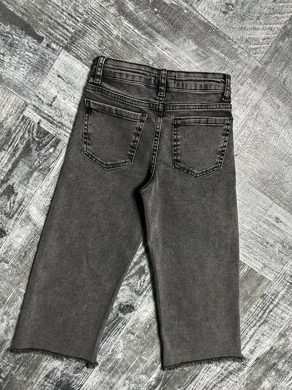 Kız Çocuk Yıldız Nakışlı Ham Paça Wide Leg Jean