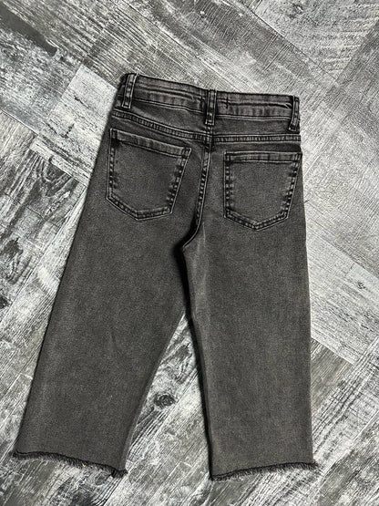 Kız Çocuk Yıldız Nakışlı Ham Paça Wide Leg Jean
